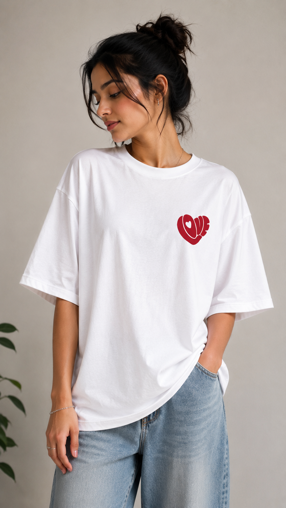 Heart Embroidery Oversized T-Shirt