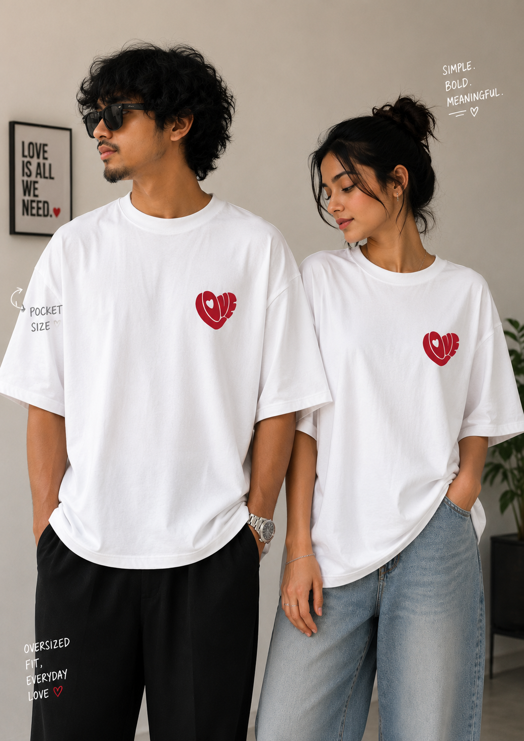Heart Embroidery Premium T-Shirt
