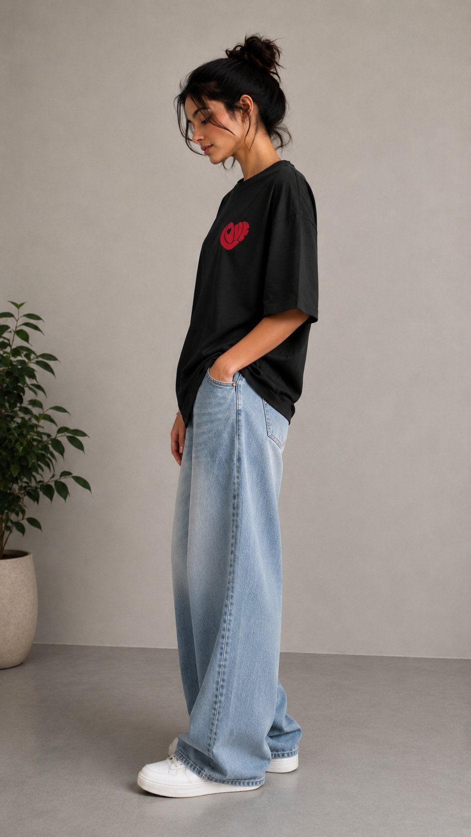Heart Embroidery Oversized T-Shirt