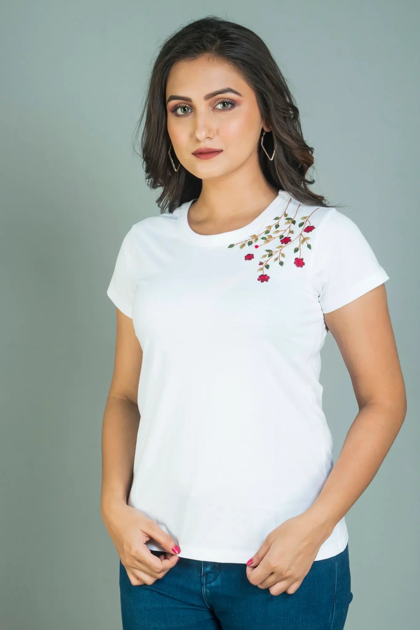 Womens Embroidery Oversized T-Shirts