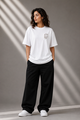 Zuno Zyra Lion Embroidery Oversized Tee – White
