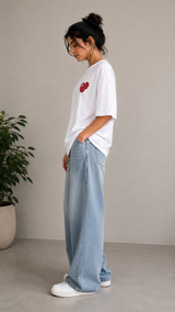Heart Embroidery Oversized T-Shirt