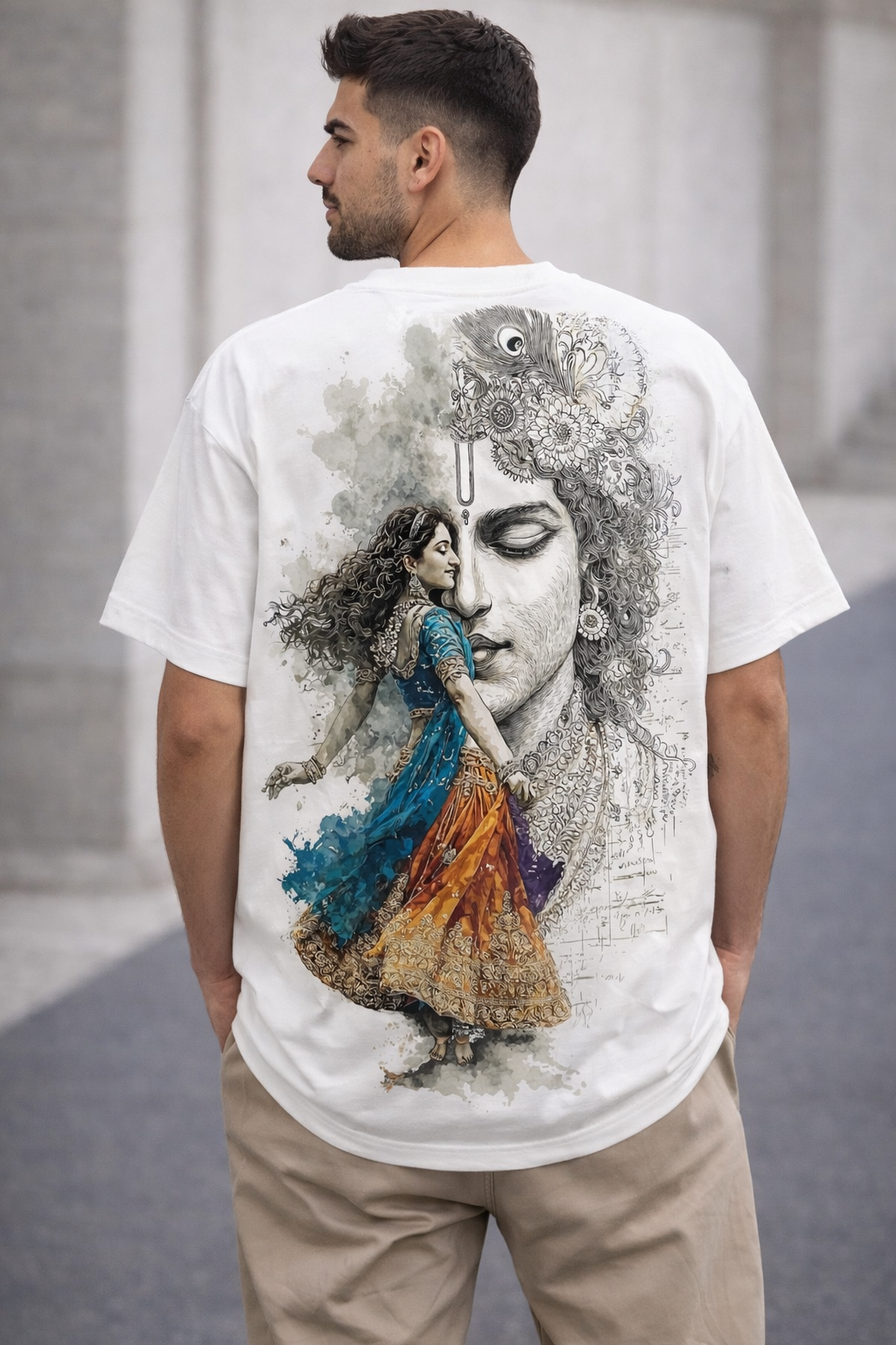 Divine Radha Krishna Oversized T-Shirt