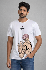 Sukuna Anime Graphic T-Shirt – White Half Sleeve Tee(regular)