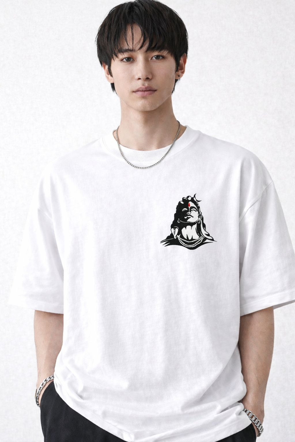Lord Shiva Embroidery Oversized T-Shirt